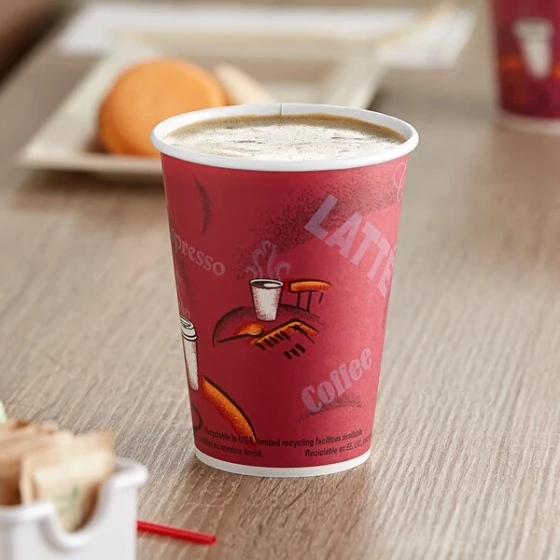 Solo 12 oz. Bistro Single-Sided Poly Paper Hot Cup - 1,000/Case