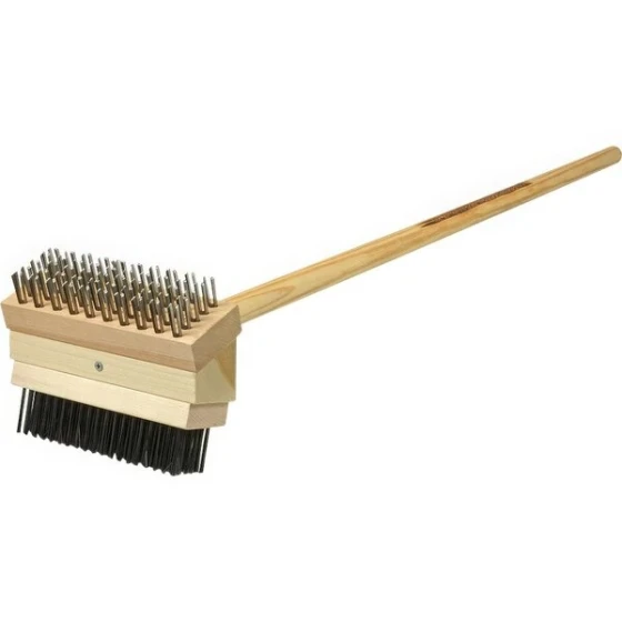 Texas Brush 133-1651 42" Double Head Texas Grill Brush with Coarse Scraping and Medium Brush Bristles