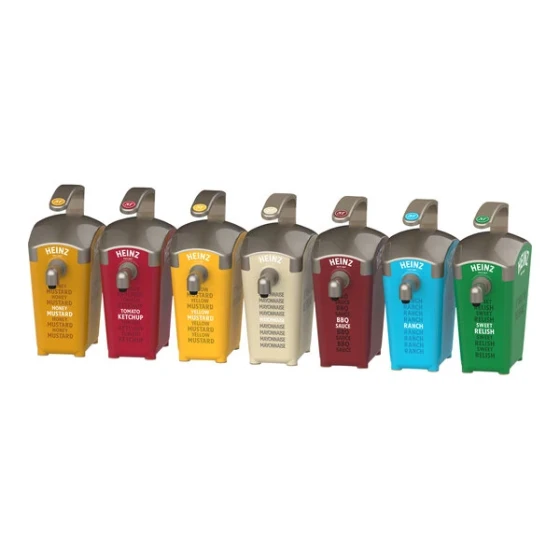 Heinz Keystone 7-Piece 1.5 Gallon Plastic Countertop Full Condiment Pump Dispenser Set