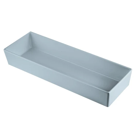 TableCraft CW5008GY Simple Solutions 1/2 Size Long Gray Cast Aluminum Straight Sided Bowl - 3" Deep