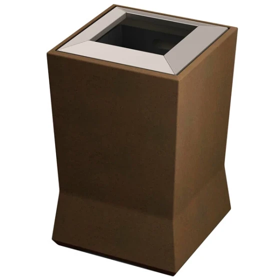Commercial Zone 724565 ModTec 20 Gallon Old Bronze Square Trash Can with Stainless Steel Lid