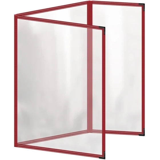 H. Risch, Inc. TEDQ Deluxe Sewn 8 1/2" x 11" Red 6 View Menu Cover with Black Smooth Corners and Glossy Finish