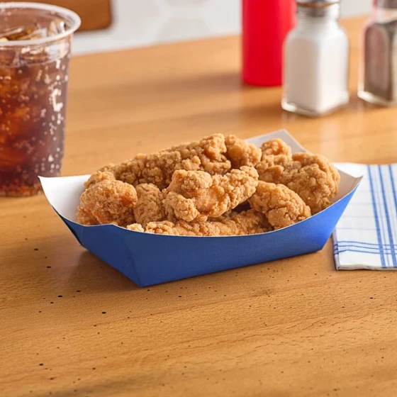 #200 2 lb. Solid Blue Paper Food Tray - 1,000/Case