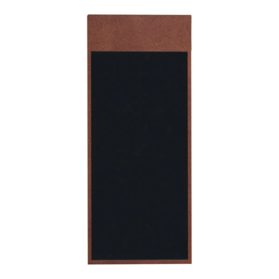 H. Risch, Inc. 4 1/4" x 11" Brown Tuxedo Leather Customizable 1 View Magnetic Hardback Menu Board