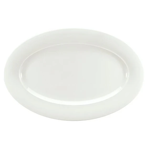 Schonwald 9192023 Avanti Gusto 10" x 7 1/4" Continental White Porcelain Oval Platter - 6/Case