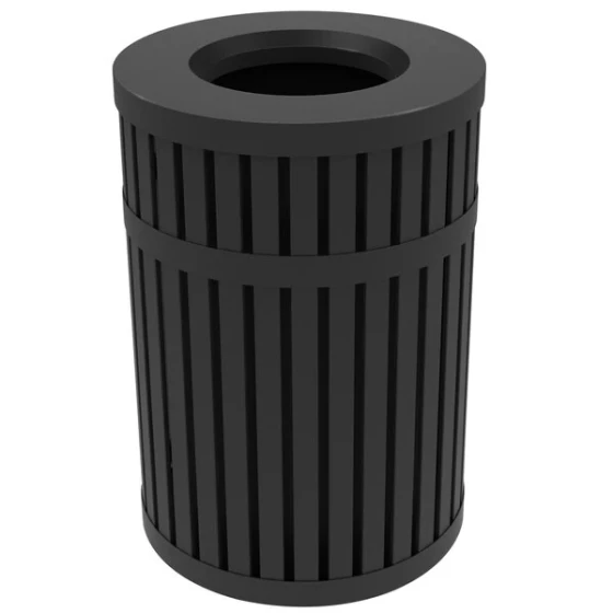 Commercial Zone 728001 ArchTec Parkview 45 Gallon Black Steel Outdoor Round Trash Can