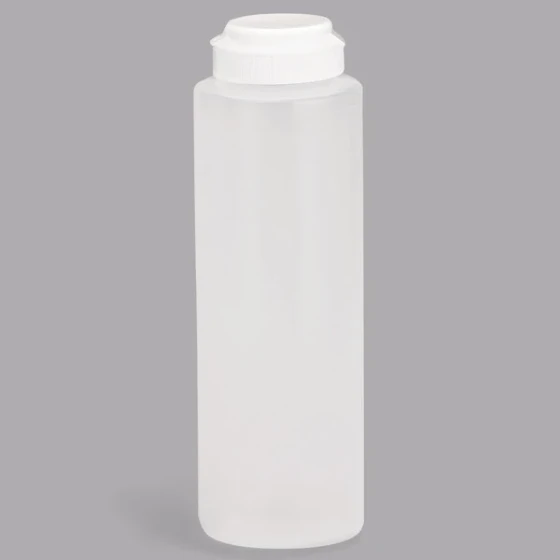 TableCraft 2108C-1 8 oz. Clear Hinge Top Squeeze Bottle with 38 mm Opening - 12/Pack
