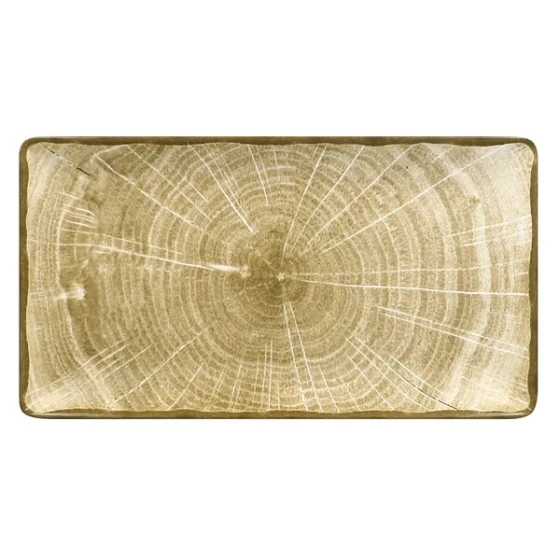 RAK Porcelain Woodart 13 1/4" x 7 1/8" Moss Green Porcelain Rectangular Serving Platter - 6/Case