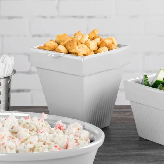 TableCraft CW1470N 2 Qt. Natural Cast Aluminum Square Condiment Bowl