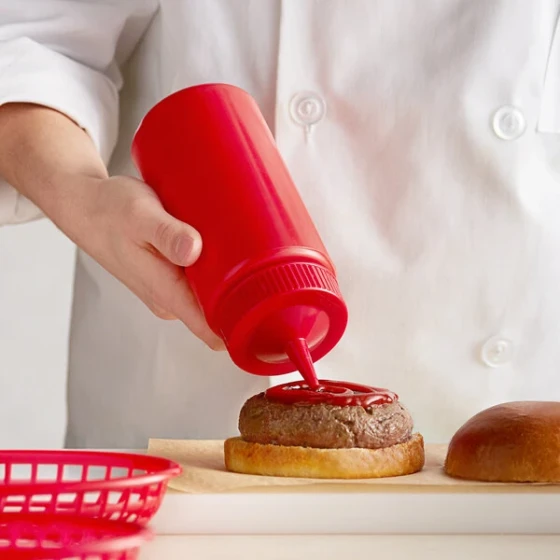 Vollrath 4916-02 Traex® 16 oz. Red Single Tip Wide Mouth Squeeze Bottle