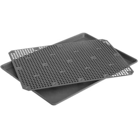 LloydPans 18 inch x 26 inch 2-Piece Oven Roaster Set with Pre-Seasoned Tuff-Kote® Finish SET-14294