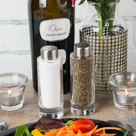 American Metalcraft GSPC Vintage Collection 2 oz. Smooth Round Glass Salt and Pepper Shaker Set - 12/Case