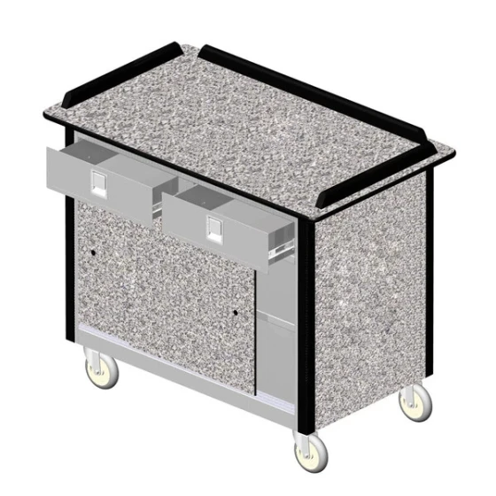 Lakeside 69020GS Stainless Steel Beverage Service Cart with 2 Utility Drawers and Gray Sand Laminate Finish - 26" x 44 1/2" x 37 3/4"