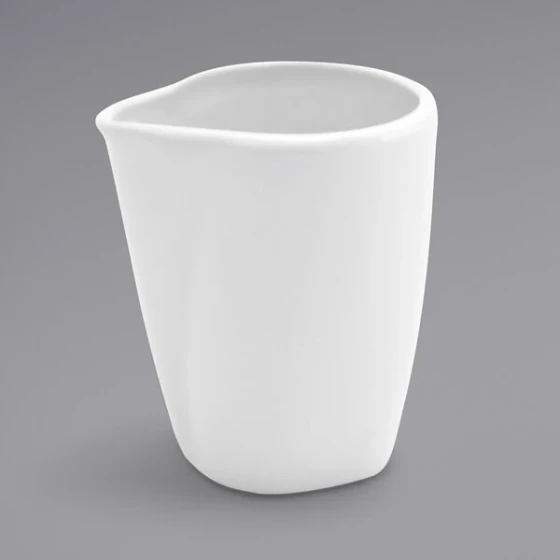 Front of the House Mod 3 oz. Bright White Porcelain Creamer - 12/Case
