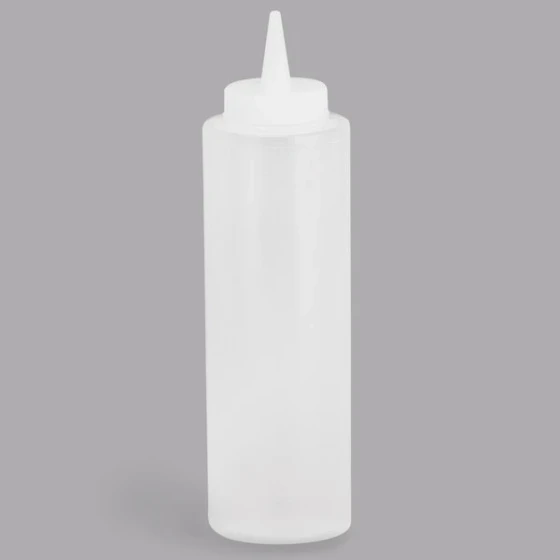 TableCraft 124C-1 24 oz. Clear Cone Tip Squeeze Bottle with 38 mm Opening - 12/Pack