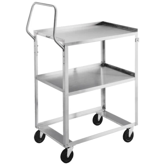 Lakeside 6600 Standard-Duty Stainless Steel Two Shelf Ergo-One System Utility Cart - 28" x 16 1/2" x 44 3/8"