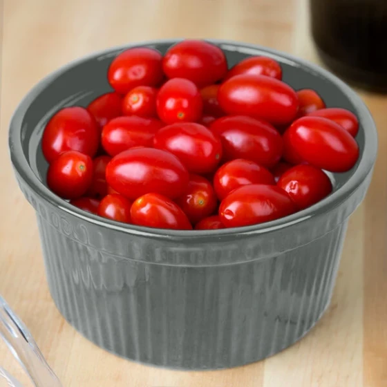 TableCraft CW1620GY 1 Qt. Gray Cast Aluminum Souffle Bowl with Ridges
