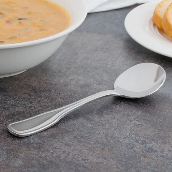 Walco Saville from Steelite International WL6612 6 1/4" 18/0 Stainless Steel Heavy Weight Bouillon Spoon - 24/Case