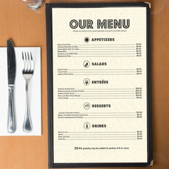 Choice 8 1/2" x 14" Menu Paper - Seafood Themed Buffet Design Middle Insert - 100/Pack