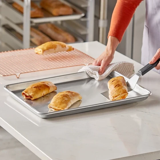 Baker's Lane USA Half Size 16 Gauge 13 inch x 18 inch Wire in Rim Aluminum Bun / Sheet Pan