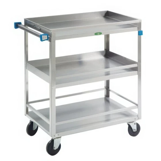Lakeside 726 Stainless Steel Three Shelf Heavy Duty Guard Rail Utility Cart - 32 5/8" x 19 3/8" x 34 1/2"
