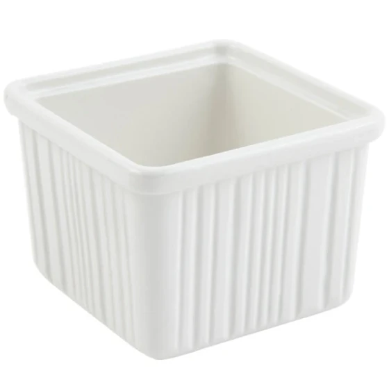 Bon Chef 9503 28 oz. White Sandstone Finish Cast Aluminum Space Saver Garnish Bowl