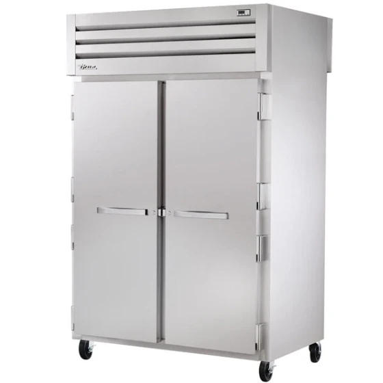 True STR2RPT-2S-2G-HC Spec Series 52 5/8" Stainless Steel Solid Front, Glass Back Door Pass-Through Refrigerator