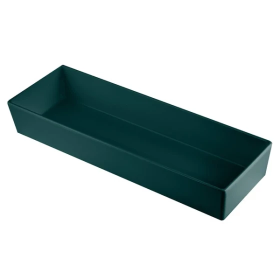 TableCraft CW5008HGN Simple Solutions 1/2 Size Long Hunter Green Cast Aluminum Straight Sided Bowl - 3" Deep