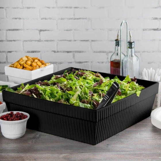 TableCraft CW1494BK 24 Qt. Black Cast Aluminum Square Bowl