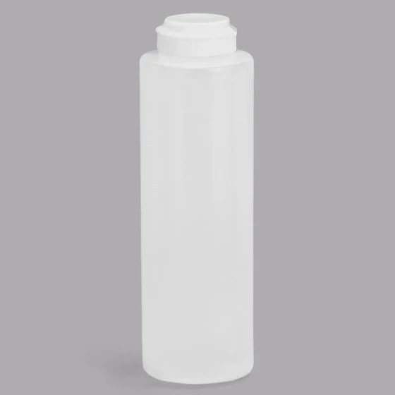 TableCraft 2112C-1 12 oz. Clear Hinge Top Squeeze Bottle with 38 mm Opening - 12/Pack