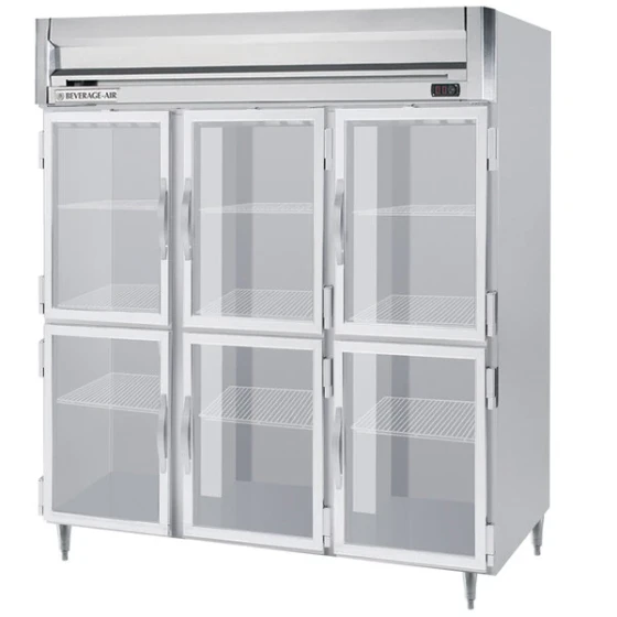 Beverage-Air HRPS3HC-1HG Horizon Series 78" Stainless Steel Glass Half Door Reach-In Refrigerator