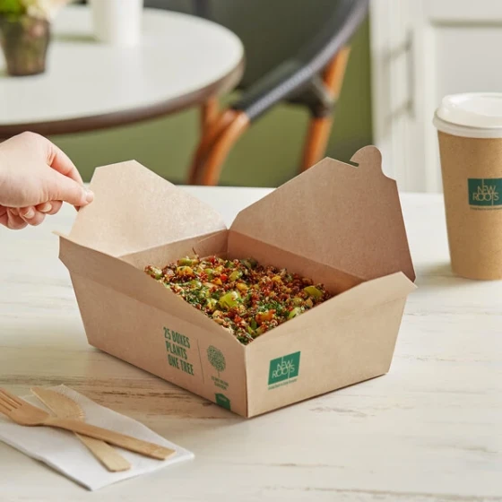 New Roots Kraft PLA-Lined Compostable #3 Take-Out Container 7 3/4" x 5 1/2" x 2 1/2" - 200/Case
