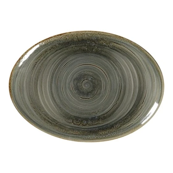 RAK Porcelain Rakstone Spot 12 5/8" x 9 1/16" Peridot Porcelain Oval Platter - 6/Case