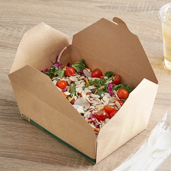 EcoChoice Kraft PLA Lined Compostable #8 Take-Out Container 6" x 4 3/4" x 2 1/2" - 50/Pack