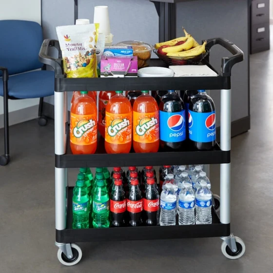 Cambro BC331KD110 Black Three Shelf Utility Cart (Unassembled) - 32 7/8" x 16 1/4" x 38"
