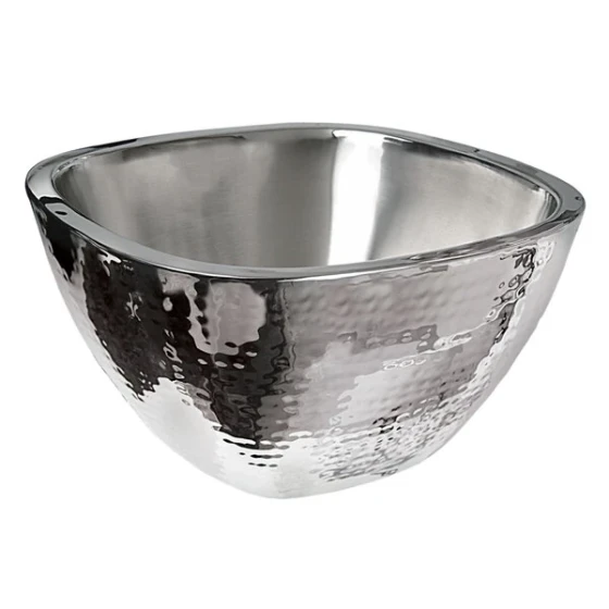 Eastern Tabletop 9329 4 Qt. Stainless Steel Hammered Double Wall Insulated Square Bowl