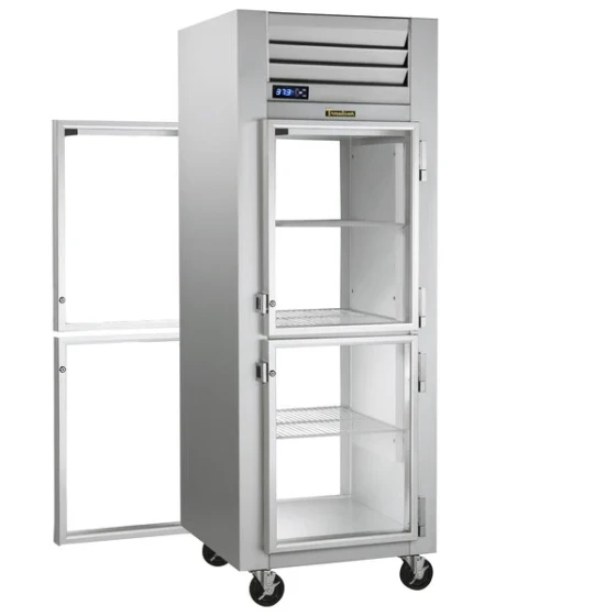 Traulsen G16002P 1 Section Half Solid Front, Half Glass Back Door Pass-Through Refrigerator - Right / Right Hinged Doors