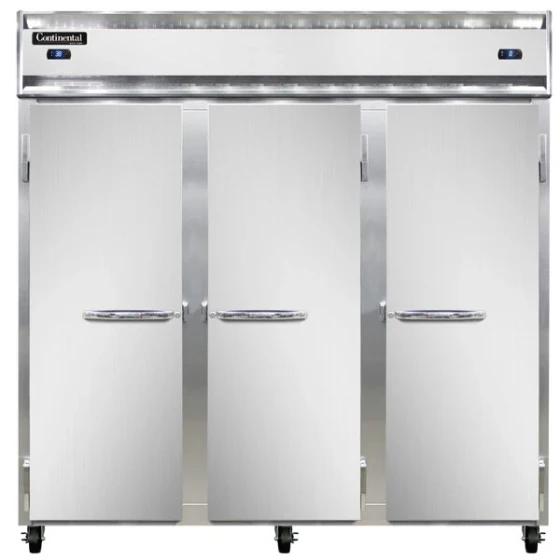 Continental Refrigerator 3RRFN 78" Solid Door Dual Temperature Reach-In Refrigerator / Refrigerator / Freezer