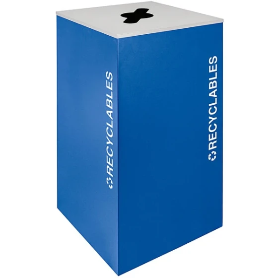 Ex-Cell Kaiser RC-KD36-R RYX Kaleidoscope XL Series Royal Blue Texture Square 36 Gallon Customizable Recyclables Receptacle