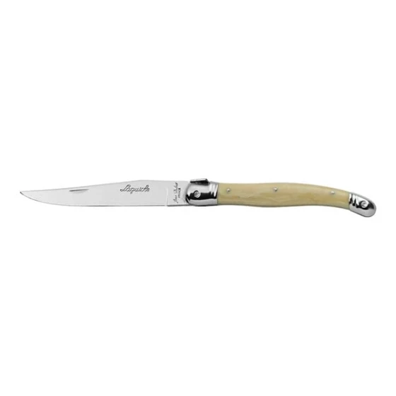 Jean Dubost Laguiole from Steelite International 9" Stainless Steel Steak Knife with Guilloche and Horn ABS Handle - 6/Case