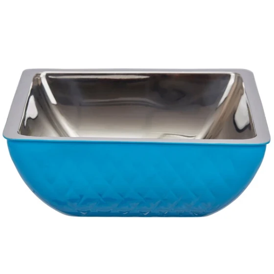 Bon Chef Diamond Collection Cold Wave 3 Qt. Caribbean Blue Triple Wall Square Bowl