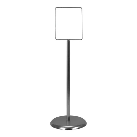 United Visual Products 8 1/2" x 11" Chrome Single-Sided Pedestal Sign Holder