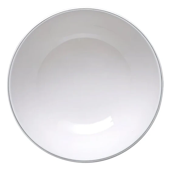 Elite Global Solutions KD507L Viva 30 oz. White Round Bowl with Black Trim - 6/Case