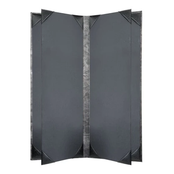 H. Risch, Inc. MET-6V Steel Brushed Metallic 4 1/4" x 11" Customizable 6 View Menu Cover