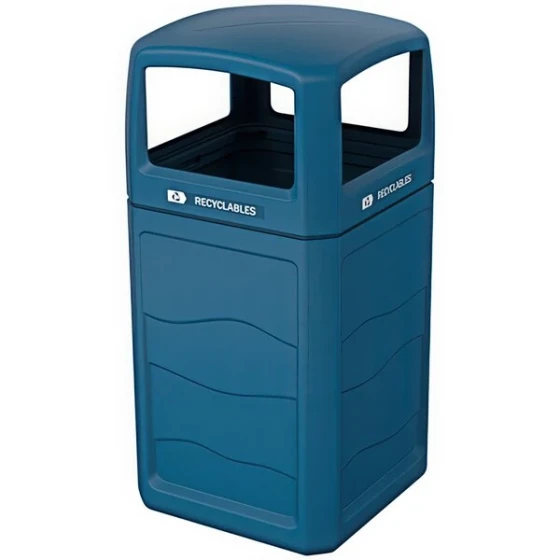 Busch Systems Renegade 193418 50 Gallon HDPE Decorative Recycling Bin with "Recyclables" Label