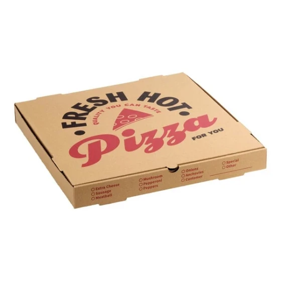 Choice 18" x 18" x 2" Customizable Kraft Corrugated E-Flute Pizza Box - 50/Bundle