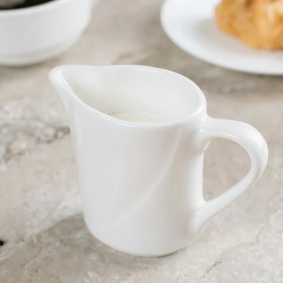 Tuxton ASU-100 San Marino AlumaTux Pearl White (European White) 5 oz. China Creamer - 12/Case