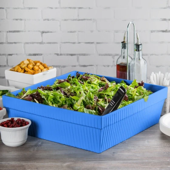 TableCraft CW1494CBL 24 Qt. Cobalt Blue Cast Aluminum Square Bowl