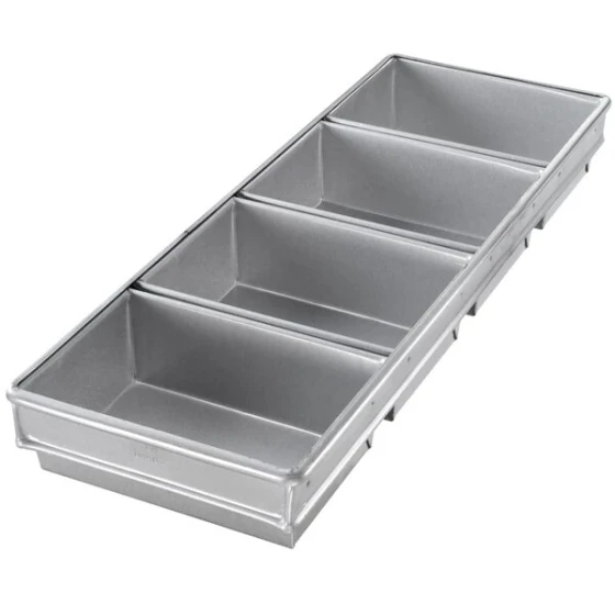 Chicago Metallic 44585 1 lb. 4-Strap Glazed Aluminized Steel Bread Loaf Pan - 8 1/2 x 5 3/4 inch x 3 inch