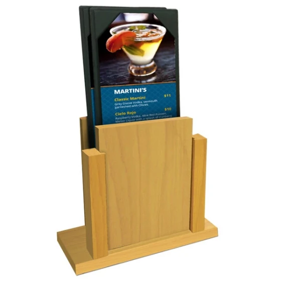 Menu Solutions WDMS-RI Country Oak Wood Menu Holder with 4" x 6" Sheet Protector